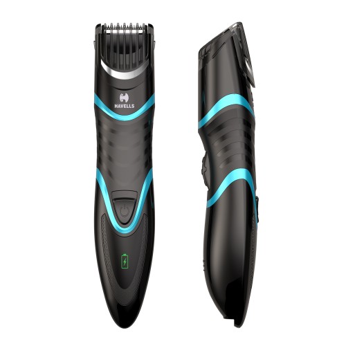 HAVELLS USB QUICK CHARGE ZOOM WHEEL BEARD TRIMMER (BLACK/BLUE)